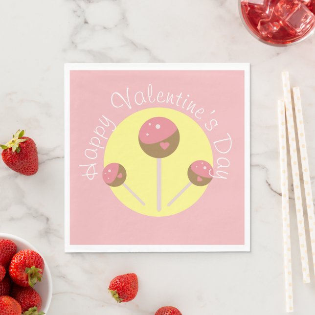 Söt Cake Pop Alla Hjärtans Dag Rosa    Pappersservett (Insitu)
