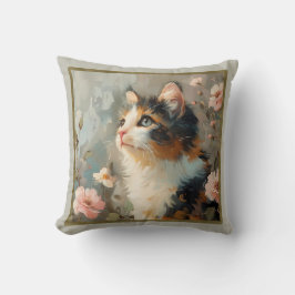 Söt Calico Cat Painting Pillow Kudde