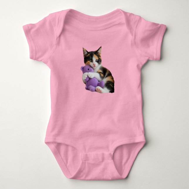 Söt Calico Katt Teddybjörn  T Shirt (Framsida)