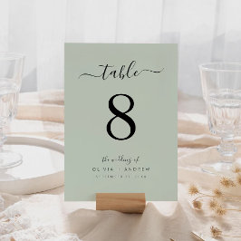 Söt Calligraphy Light Mint Färg Bröllop Bordsnummer