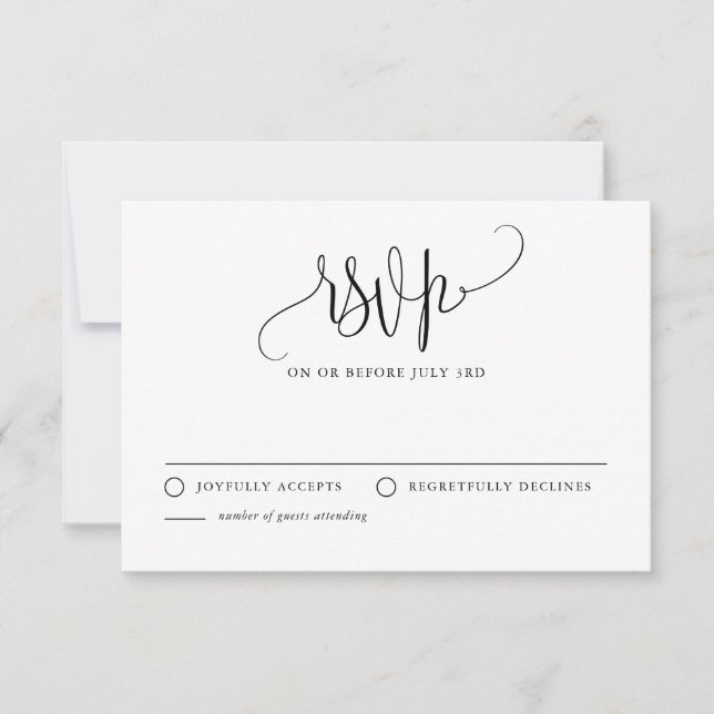 Söt Calligraphy Script Black Bröllop OSA Kort (Framsida)