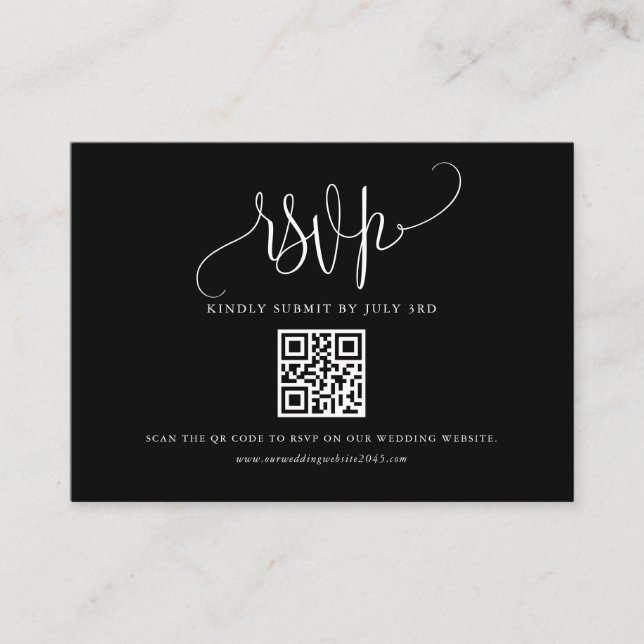 Söt Calligraphy Script Black QR Code OSA Tilläggskort (Framsida)
