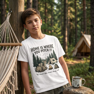 Söt Camping Hjort Barn Vintage T Shirt