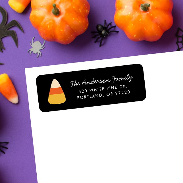 Söt Candy Corn Halloween-återadress Returadress Etikett (Skapare uppladdad)