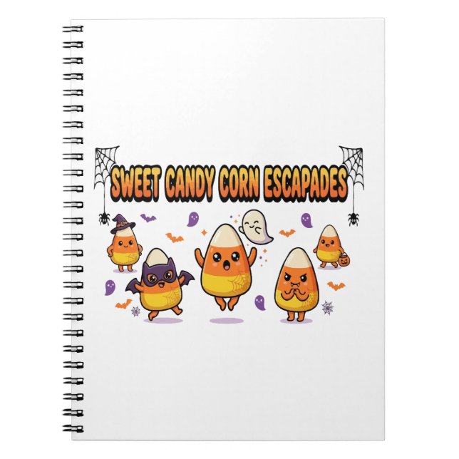 Söt Candy Corn Halloween-fest Anteckningsbok (Framsidan)