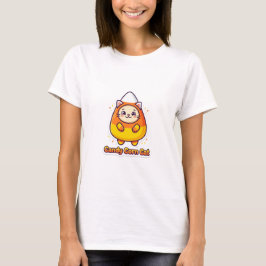 Söt Candy Corn Katt Rolig Halloween Kostym T Shirt