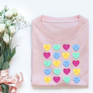 Söt Candy Heart Design T Shirt