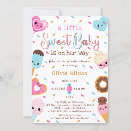 Söt Candy Land Sprinkles Donut Baby Shower Inbjudningar