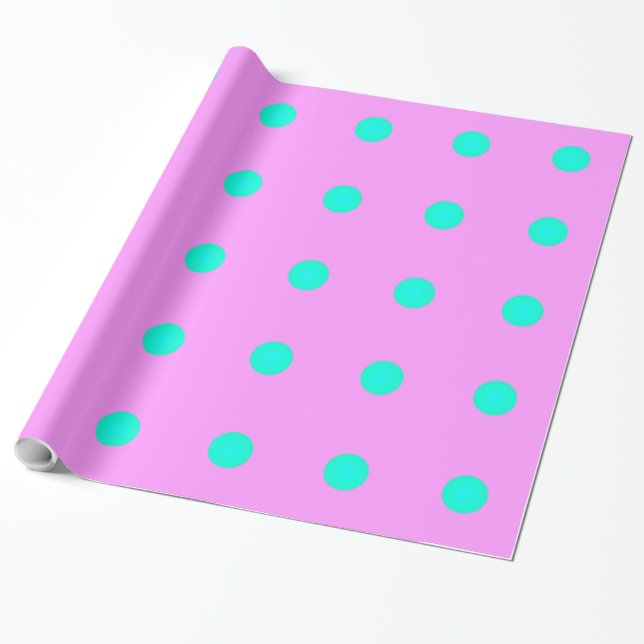 Söt Candy Rosa with Aqua Dots >Wrapping Papper Presentpapper (Utrullad)