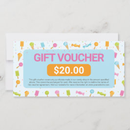 Söt Candy Shop Gift Voucher-certifikat