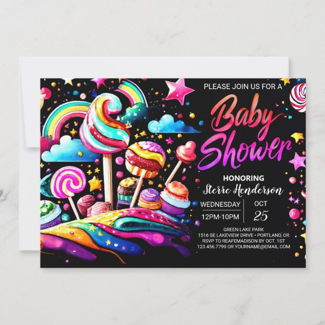 Söt Candy Wonderland Baby Shower Inbjudningar (Framsida)