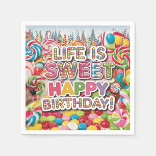 Söt Candyland Födelsedagsdesign – Rolig & Färgglad Pappersservett