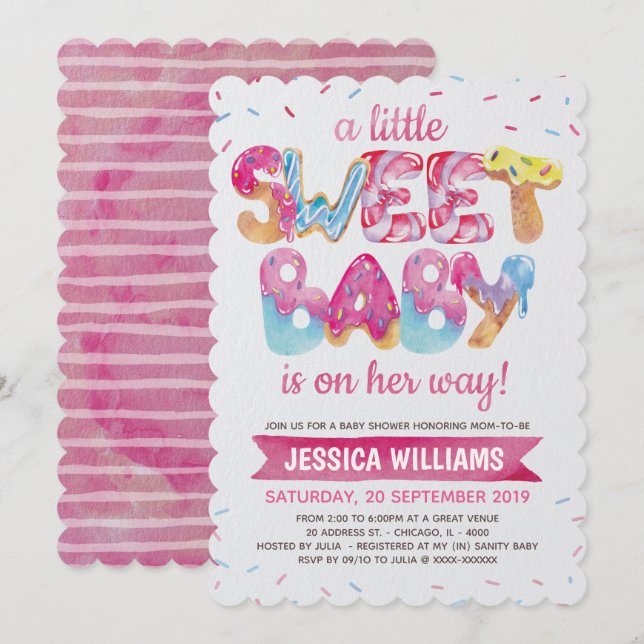 Söt Candyland Sprinkles Baby Shower-inbjudan Inbjudningar (Fram/baksida)