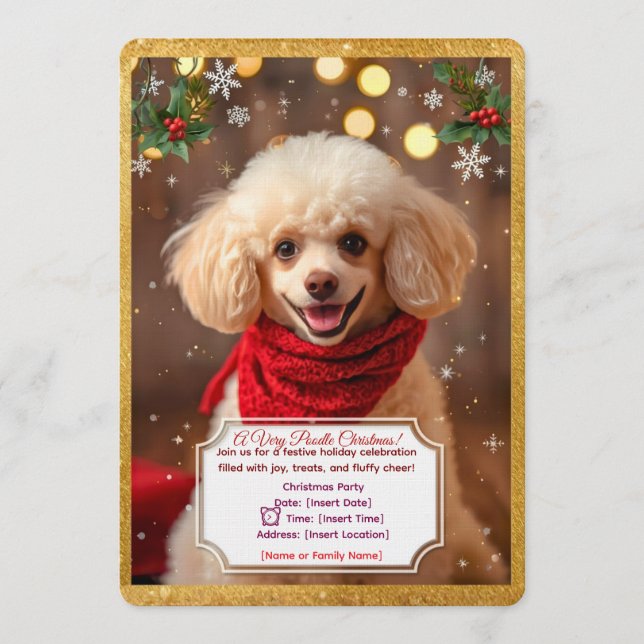 Söt Caniche Julfest Inbjudan (Framsida)
