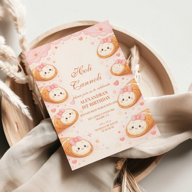 Söt Cannoli-bageri Bow 1-årsdag Inbjudningar (Skapare uppladdad)