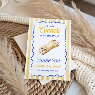 Söt Cannoli Gul Blå Italiensk Baby Shower Tack Kort