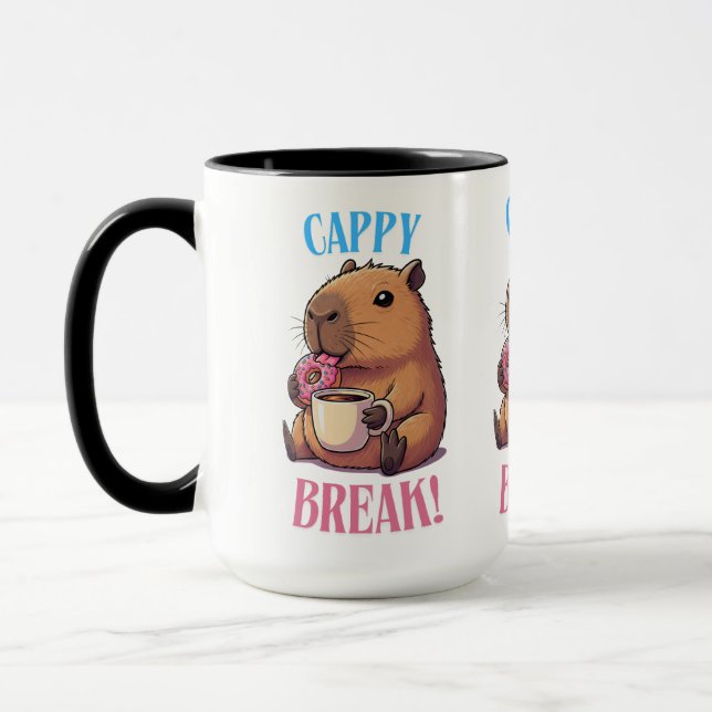 Söt Cappy Paus Capybara Kaffemug | Rolig Anima Mugg (Vänster)