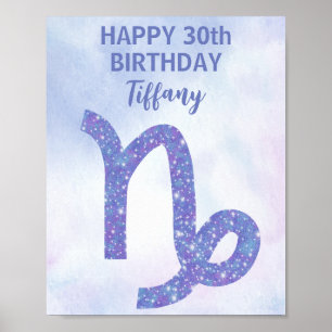 Söt Capricorn Astrology Anpassningsbar Födelsedags Poster
