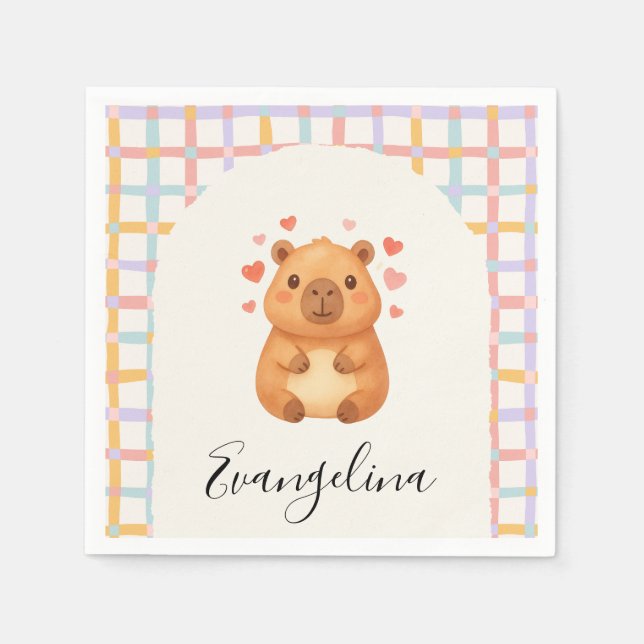 Söt Capybara Baby Shower Pappersservett (Framsidan)