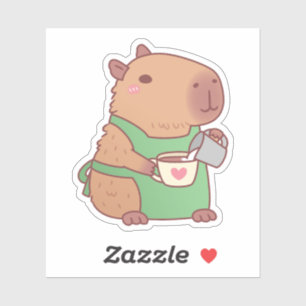 Söt Capybara-Barista som gör kaffe Klistermärken