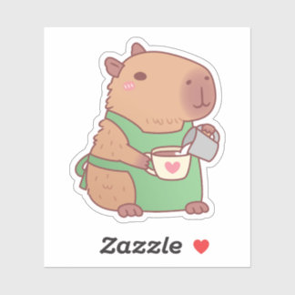 Söt Capybara-Barista som gör kaffe Klistermärken