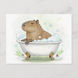 Söt Capybara Bubblar Bad Postkort Vykort
