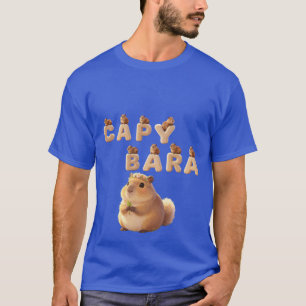 Söt Capybara Familj Grafisk T-Shirt, Fluffigt Djur T Shirt