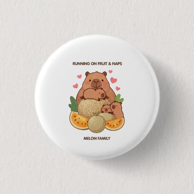 Söt Capybara Familj Knapp (Framsida)