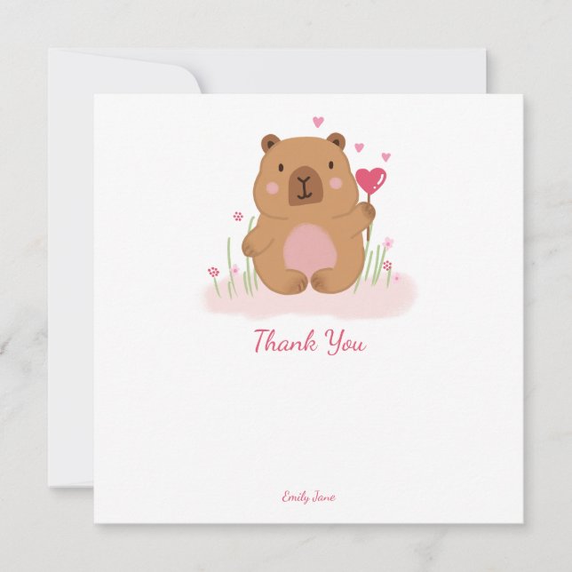 Söt Capybara Födelsedags Personlig Tack Kort (Framsida)