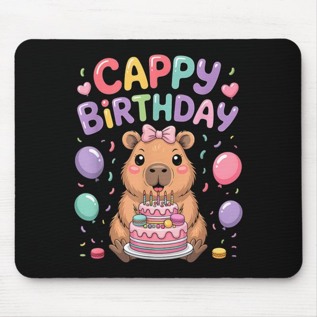 Söt capybara födelsedagsfest flicka barn djur musmatta (Framsidan)