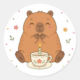 Söt Capybara Födelsedagsljus Tekopp Klistermärke
