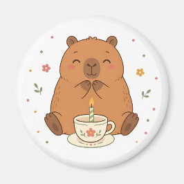 Söt Capybara Födelsedagsljus Tekopp Magnet