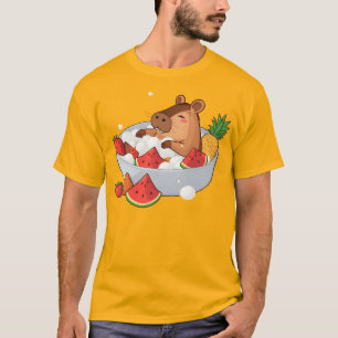 Söt Capybara Frukt Bad Spa Dag Kawaii Djur Ill T Shirt