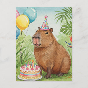 Söt Capybara Glad Födelsedag Postkort Vykort