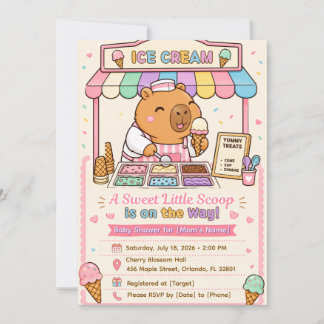 Söt Capybara Glasskål Baby Shower Inbjudan