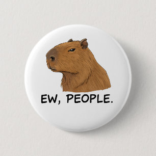 Söt Capybara Ironisk Anti-Social Stämning Roligt C Knapp