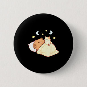 Söt Capybara Kawaii Sömn Pyjamas Sleepybara Katt Knapp