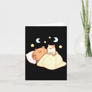 Söt Capybara Kawaii Sömn Pyjamas Sleepybara Katt  Kort