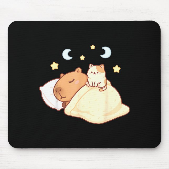 Söt Capybara Kawaii Sömn Pyjamas Sleepybara Katt  Musmatta (Framsidan)