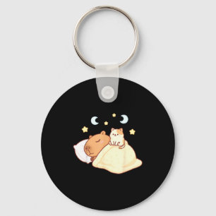 Söt Capybara Kawaii Sömn Pyjamas Sleepybara Katt Nyckelring