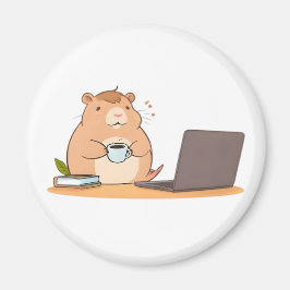 Söt Capybara Kodare Kaffe Bärbar Design Magnet