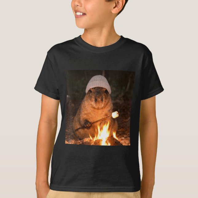Söt capybara lägereld s'mores rolig camping t shirt (Framsida)