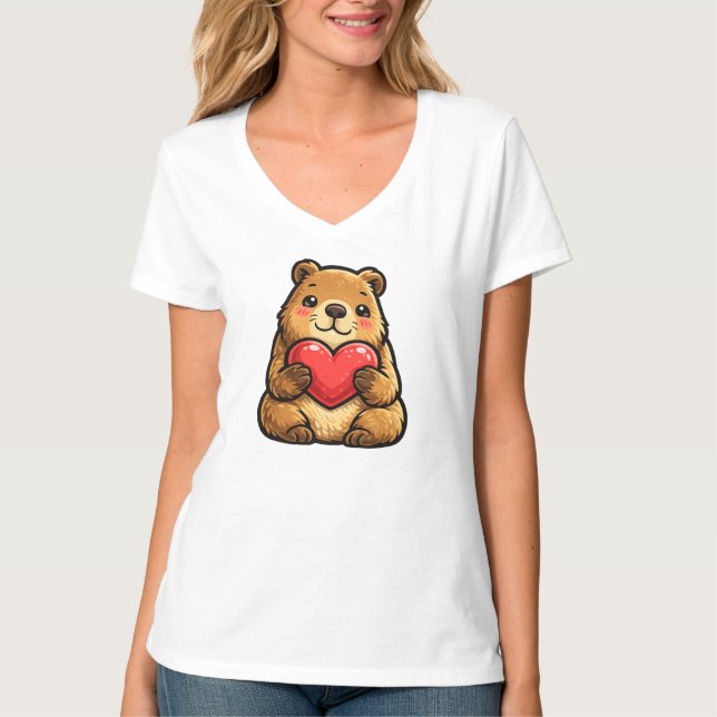 Söt capybara med hjärta Söt valentincapybara T Shirt (Framsida)