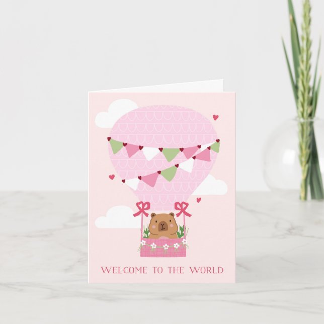 Söt Capybara Ny Bebis Välkomstkort Kort (Framsida)