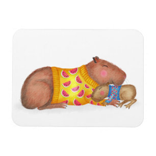 Söt capybara och baby-magnet magnet