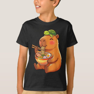 Söt capybara och sköldpadda ryggsäck ramen kawaii t shirt