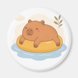 Söt Capybara-poolflytare sommaravslappningsmagnet Magnet