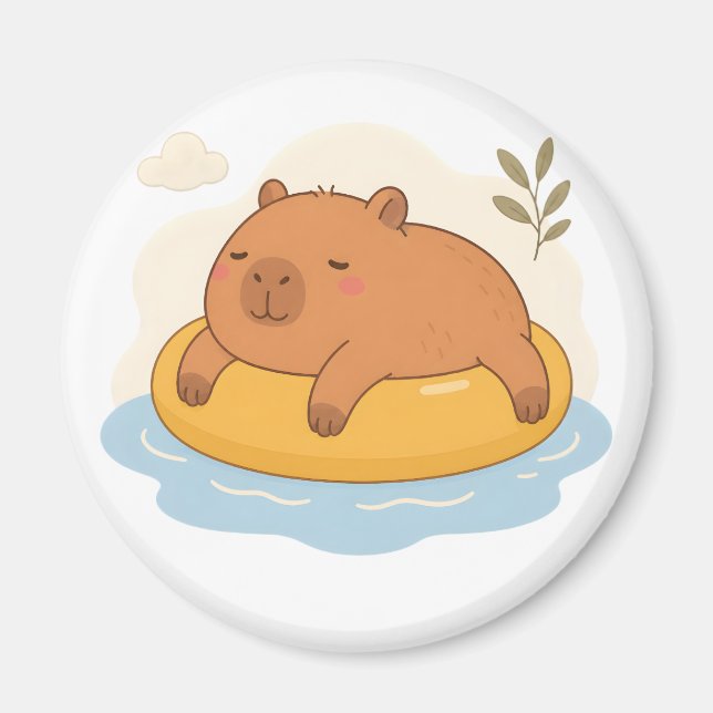 Söt Capybara-poolflytare sommaravslappningsmagnet Magnet (Framsidan)