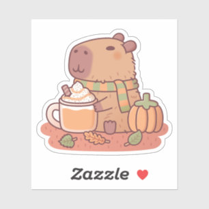 Söt Capybara Pumpkin Spice Latte Höstsäsong Klistermärken