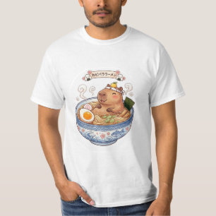Söt Capybara Ramen Skål Japansk Kawaii Anime Mat T Shirt